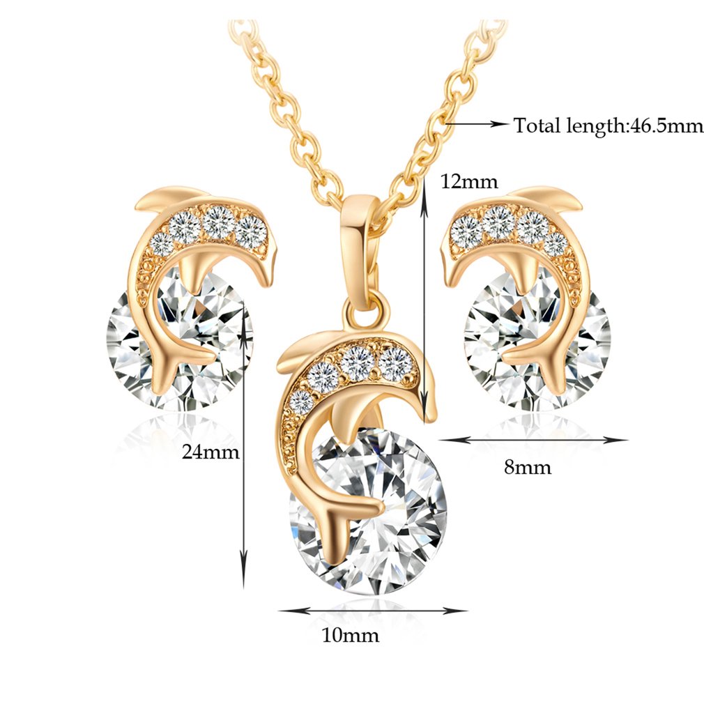 3 pcs Set 8k Elegant Dolphin Necklace Set