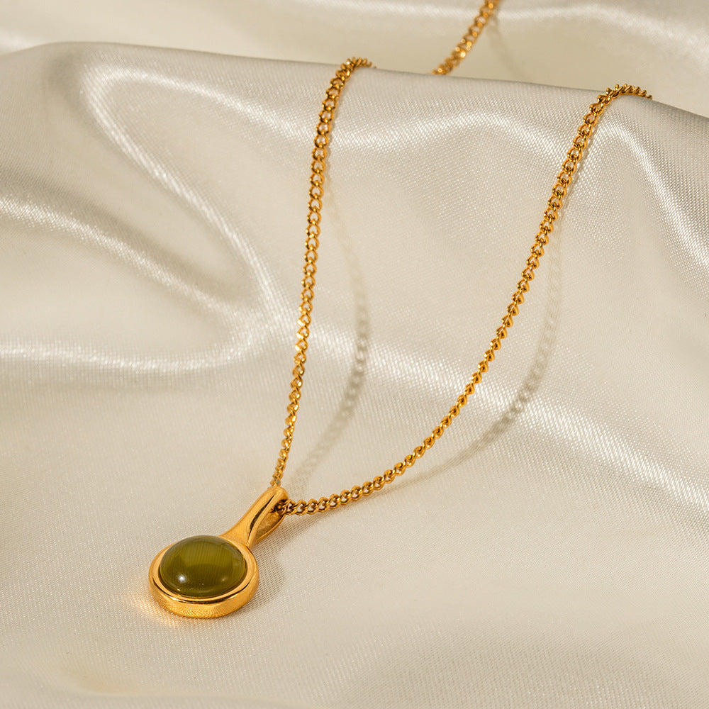 18K Gold Noble Green Opal Necklace