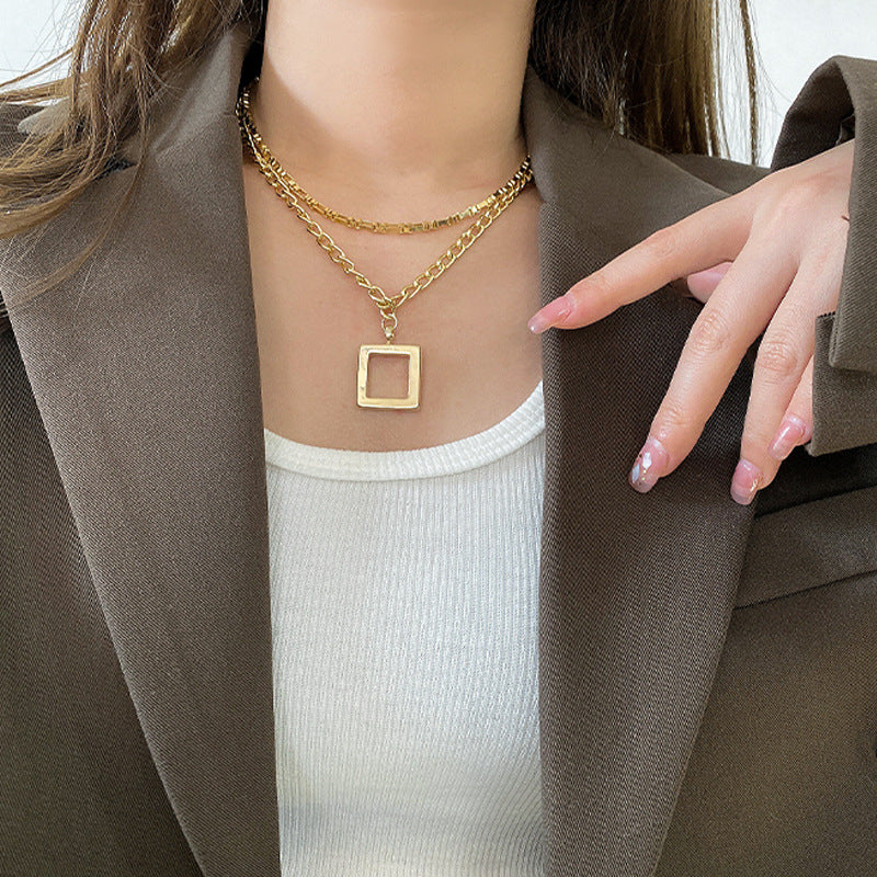 18k Gold Square Necklace