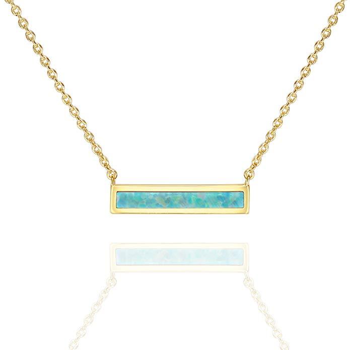 Opal Bar Necklace 18"