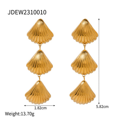 3 Gold Sea Shells Earrings