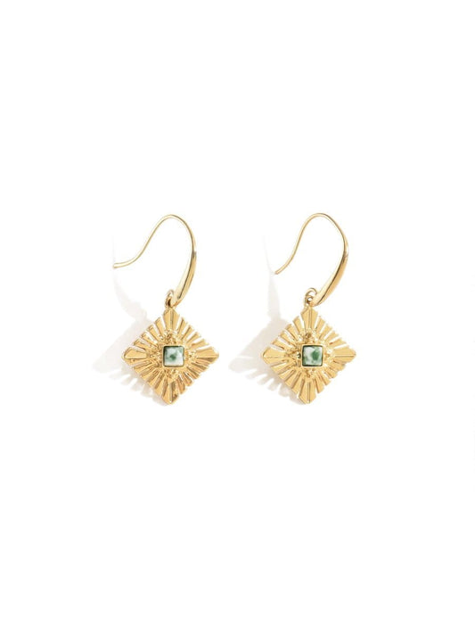 Gold Sunburst Drop Earrings