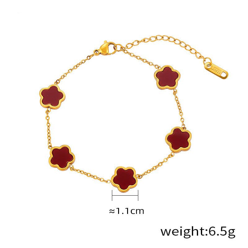 18K Gold  Flower Gemstone Earring, Bracelet and Necklace set