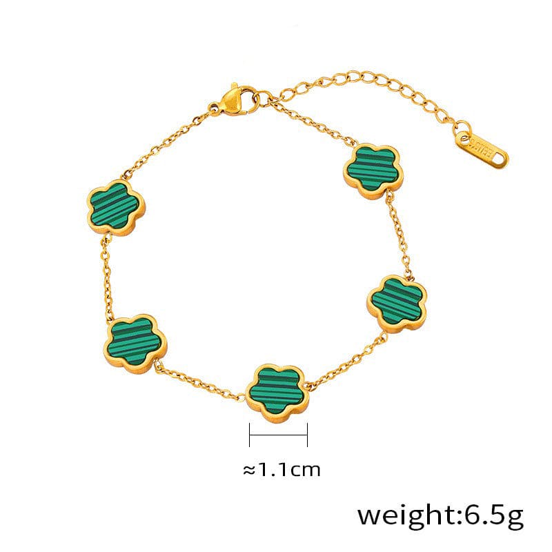 18K Gold  Flower Gemstone Earring, Bracelet and Necklace set