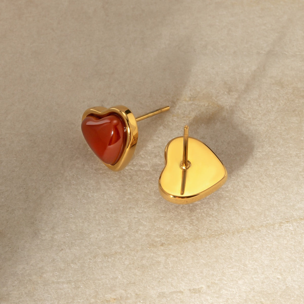 18k gold red gemstone  earrings