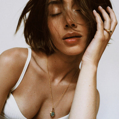 18K Gold Noble Green Opal Necklace