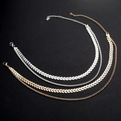 Women Two Layered Fishbone Necklace