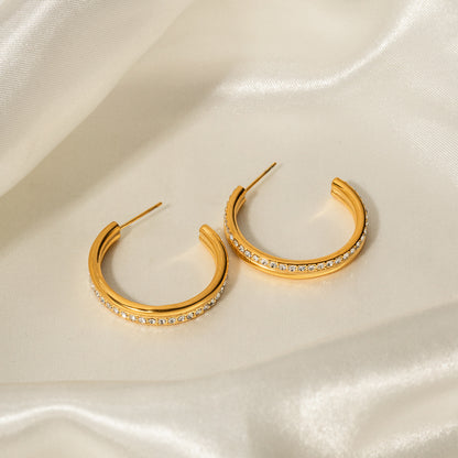 18K Gold Dazzling Hoop Earrings with Diamonds