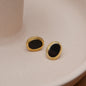 Black Oval Earrings