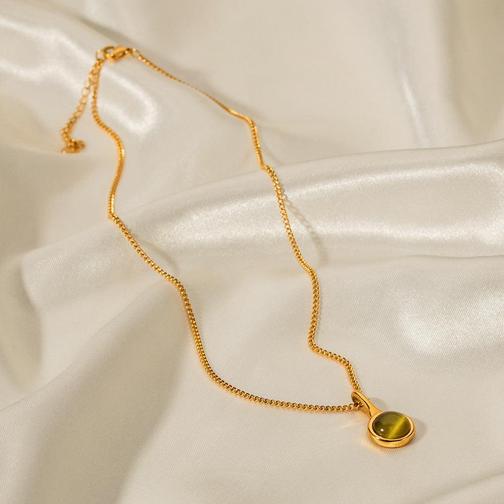 18K Gold Noble Green Opal Necklace