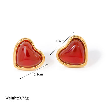 18k gold red gemstone  earrings