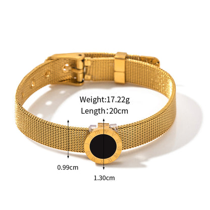18K Gold Retro Black Gemstone Bracelet