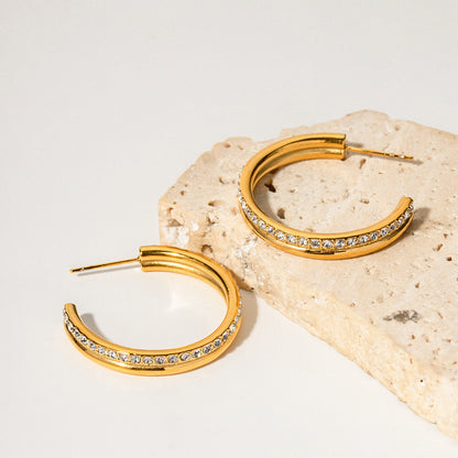 18K Gold Dazzling Hoop Earrings with Diamonds
