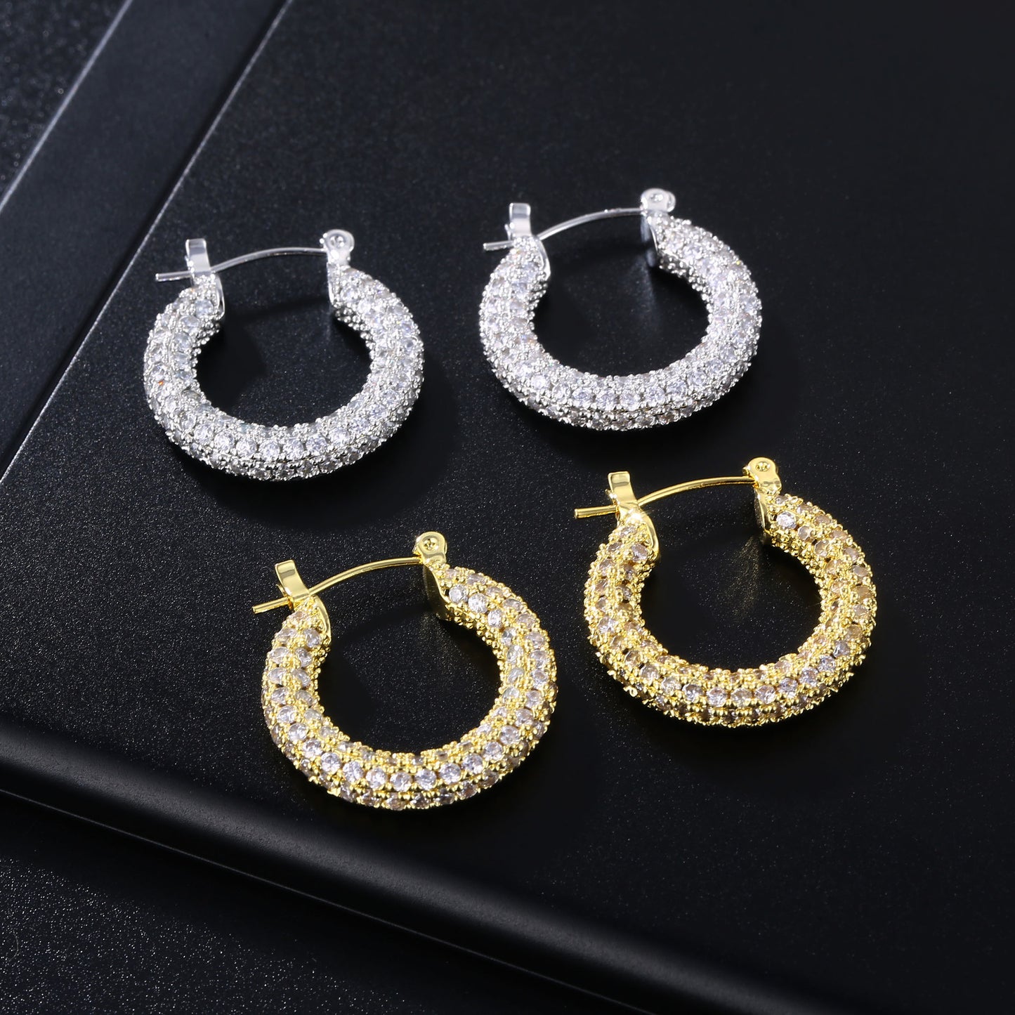 Diamond Net Hoop Earrings