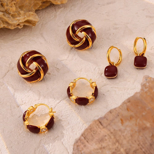18K Gold  Earrings with Gemstone