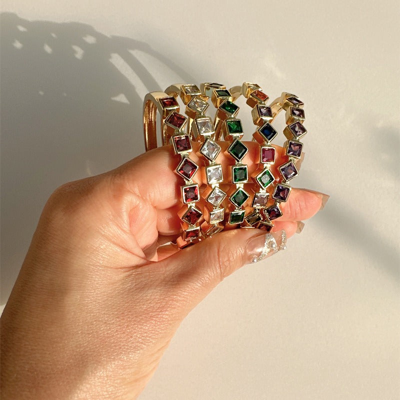 Coloful Square Diamond Bracelet