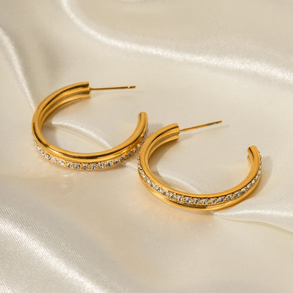 18K Gold Dazzling Hoop Earrings with Diamonds