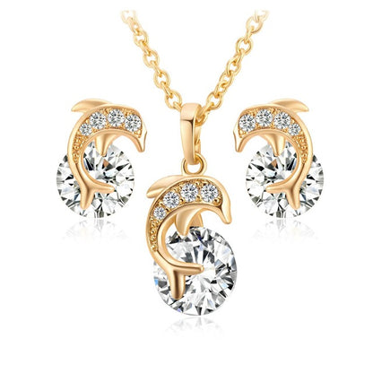 3 pcs Set 8k Elegant Dolphin Necklace Set