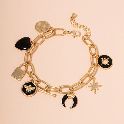 Heart-shaped Small Lock Disc Bracelet