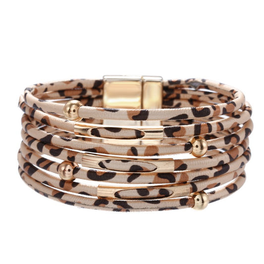 Leopard Print Leather Bracelet