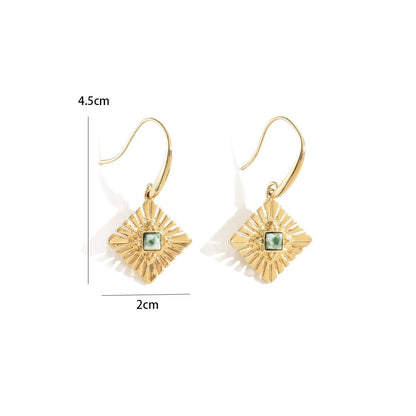 Gold Sunburst Drop Earrings
