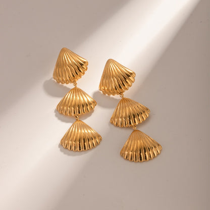 3 Gold Sea Shells Earrings