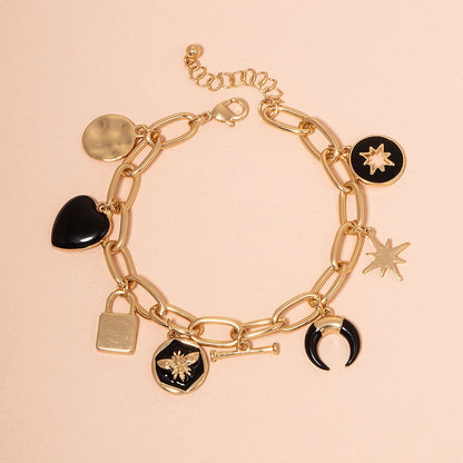 Heart-shaped Small Lock Disc Bracelet