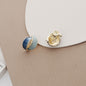 French Color Block Blue Earrings