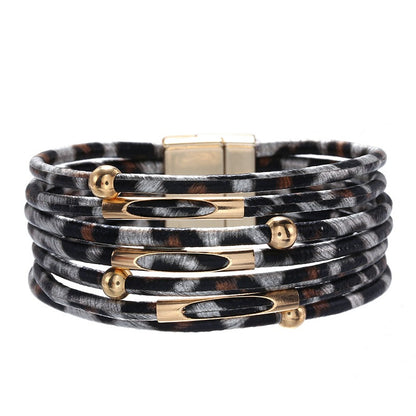 Leopard Print Leather Bracelet