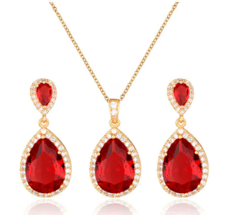 Ruby Red 3pcs Necklace Set