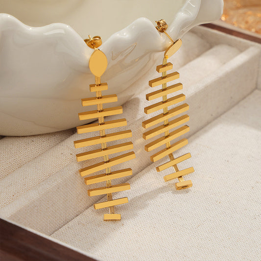 Gold Fish bone Shape Earrings