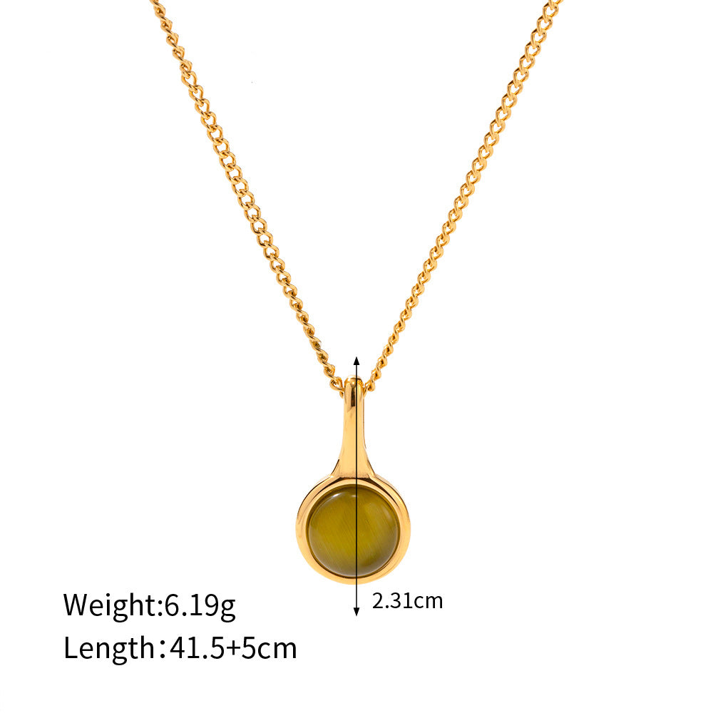 18K Gold Noble Green Opal Necklace