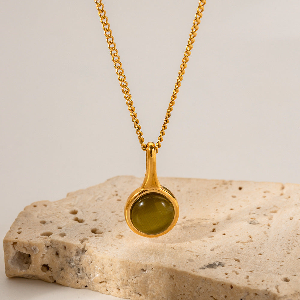 18K Gold Noble Green Opal Necklace