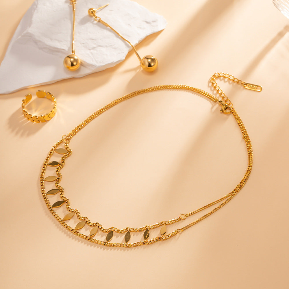 18K Gold  Double Layer Versatile Necklace