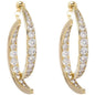 Cross Curved Crystal Diamon Earrings
