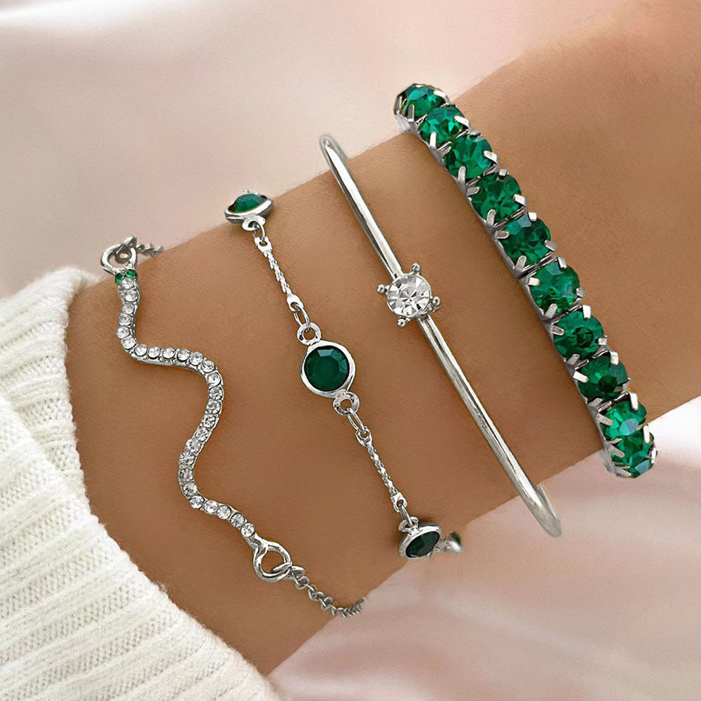4pcs Diamond Stretch Bracelet Set