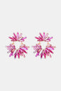 Flower Shape Glass Stone Dangle Earrings