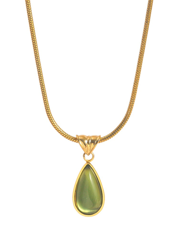 18K Gold Drop-shaped Gem-Necklace