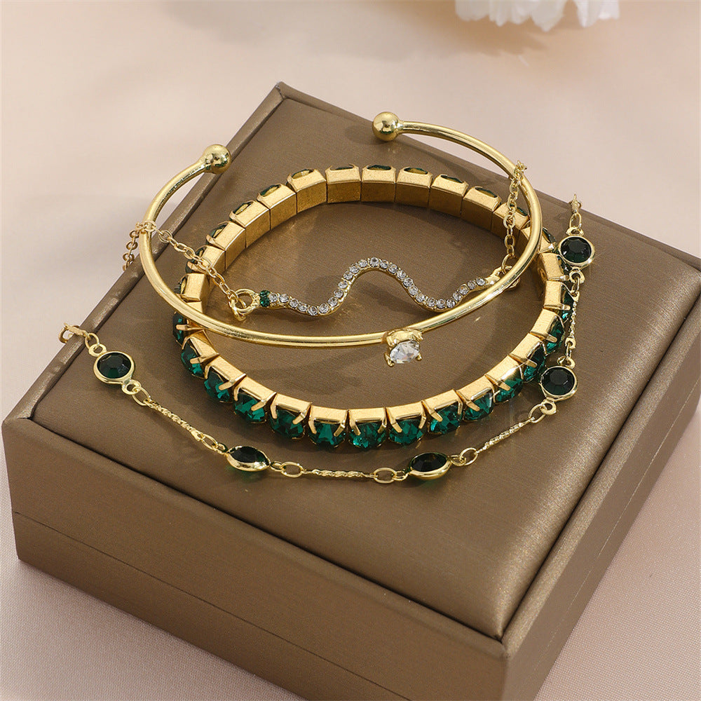 4pcs Diamond Stretch Bracelet Set