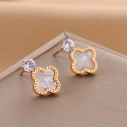 18K Gold Four-leaf Clover Earrings