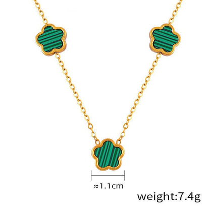 18K Gold  Flower Gemstone Earring, Bracelet and Necklace set