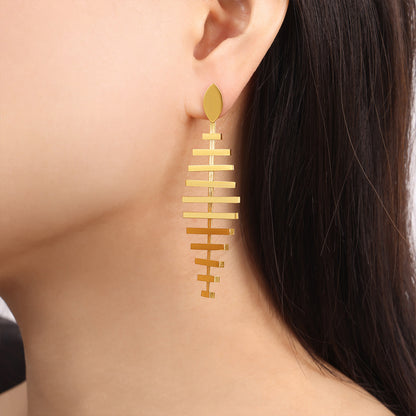 Gold Fish bone Shape Earrings