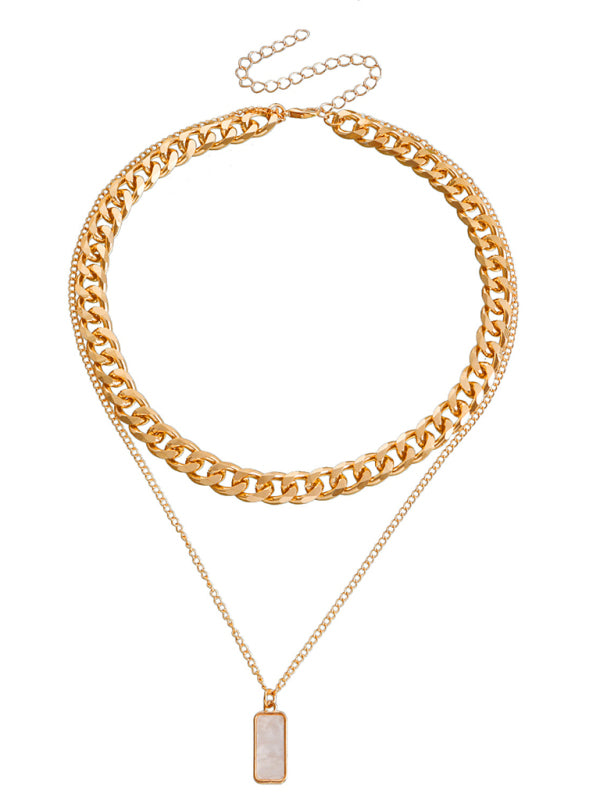 Double-layer Rectangular Necklace