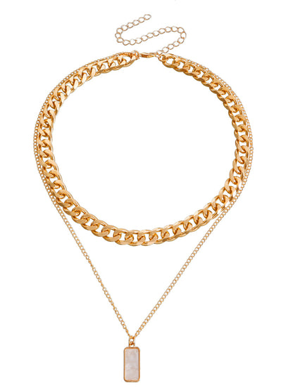 Double-layer Rectangular Necklace