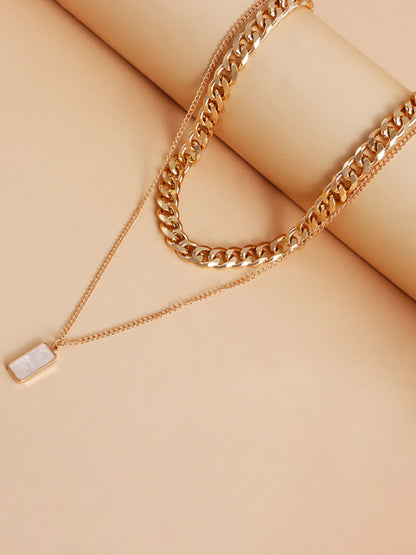 Double-layer Rectangular Necklace