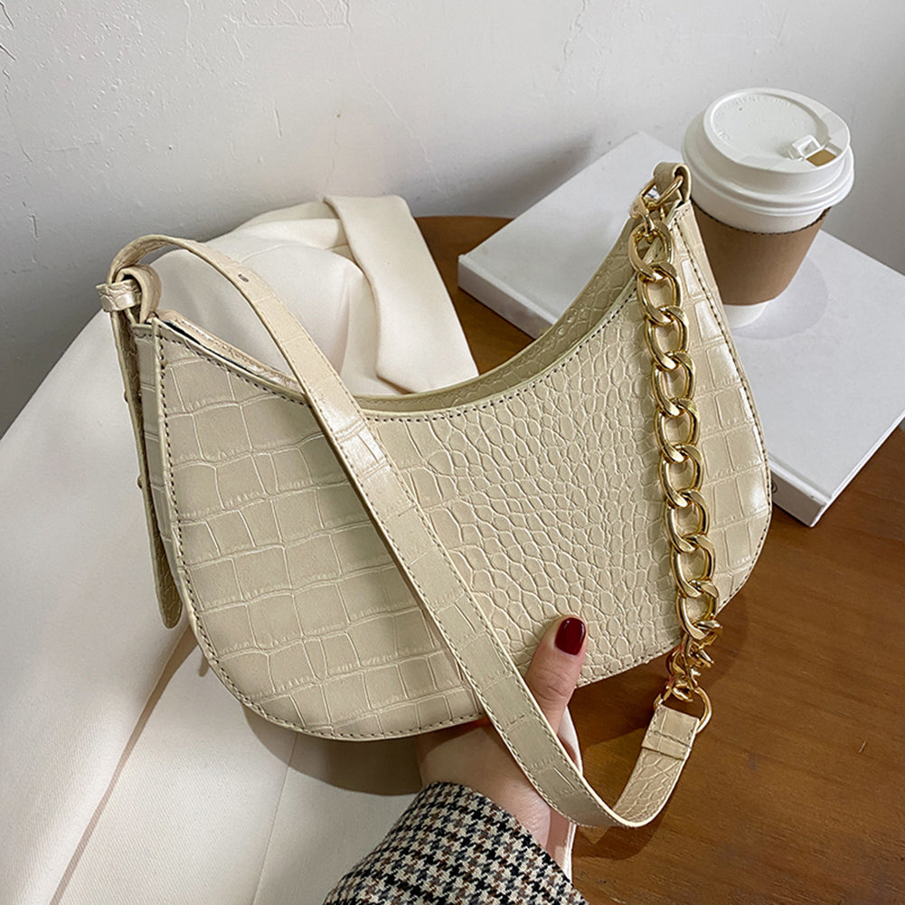 Alligator Print Leather Shoulder Bag