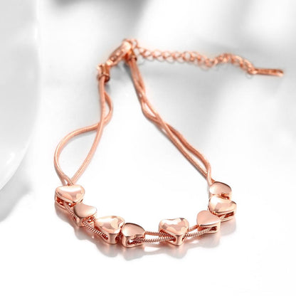 18k Rose Gold Heart Bracelet