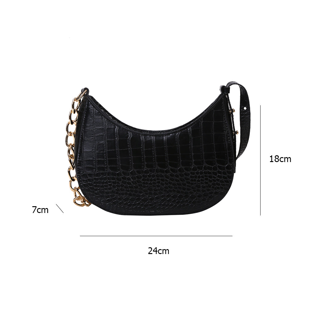 Alligator Print Leather Shoulder Bag