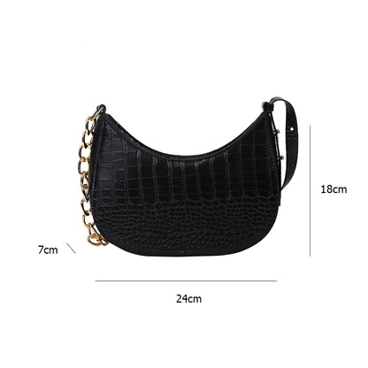 Alligator Print Leather Shoulder Bag