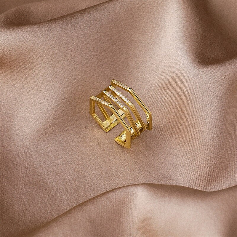 Gold Multi-layer Open Ring